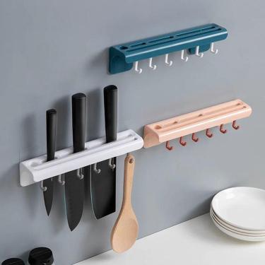 Imagem de Suporte De Cozinha Porta Talheres Facas Faqueiro 6 Ganchos Azul