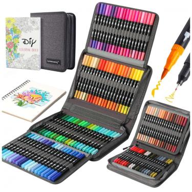 Imagem de Kit de Canetas Profissionais com Pontas Duplas e Estojo, 120 Peças, Nobrand