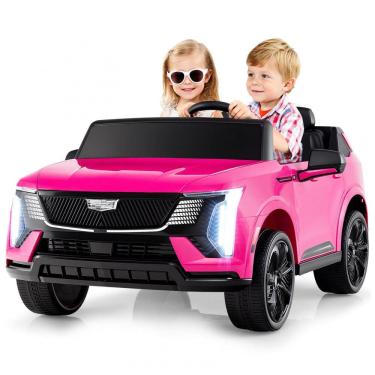 Imagem de Carro Elétrico Infantil Licenciado Costzon Cadillac 24V 2 Lugares, Controle Remoto, Suspensão 4 Rodas, Música, Luzes LED, Rosa
