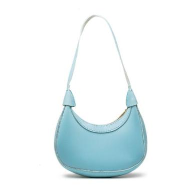 Imagem de Bolsa Hobo Meia Lua De Ombro Pequena Estilo Retrô - JS Bolsas, Azul