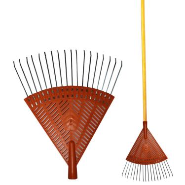 Imagem de Vassoura Rastelo Plástica / Aço 18 Dentes Com Cabo 1,2m Durín