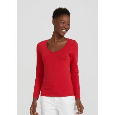 Imagem de Blusa Hering Manga Longa Ref:4D8A, Vermelho, P