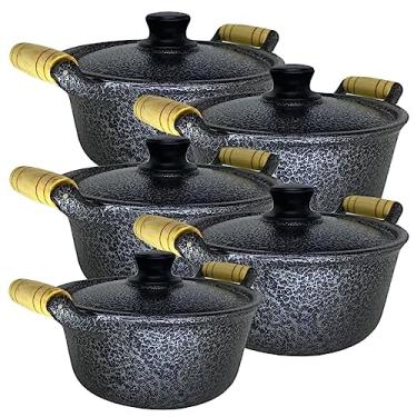 Imagem de Jogo com 5 peças Panelas Caçarolas em Alumínio Craqueada Fundido