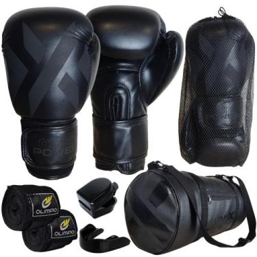 Imagem de Kit Boxe Muay Thai Luva + Bandagem + Bucal + Bolsa - Olimpo Esportes