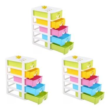 Imagem de Kit 3 Organizador Mini Gaveteiro De Plástico Multiuso Joia Caixa Organ