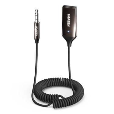 Imagem de UGREEN Adaptador Bluetooth 5.3 para entrada auxiliar de carro - receptor com microfone embutido para chamadas viva-voz, compatível com alto-falante de carro e áudio doméstico