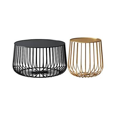 Imagem de Mesa lateral mesa de centro banqueta criativa mesa de chá industrial casa quarto sala de estar mesa lateral de chá mesa de coquetel decoração de escritório rack de armazenamento mesa de centro para sala de estar (cor: preto)