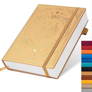 Imagem de TIEFOSSI Caderno de diário pontilhado Constelations - A5 com papel de 100 g/m², 400 páginas, organizador de balas de capa dura, para mulheres, homens, adolescentes (Leão)