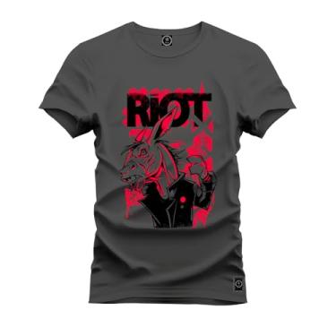 Imagem de Camiseta Casual Malha Confortável Estampada Riot Grafite M