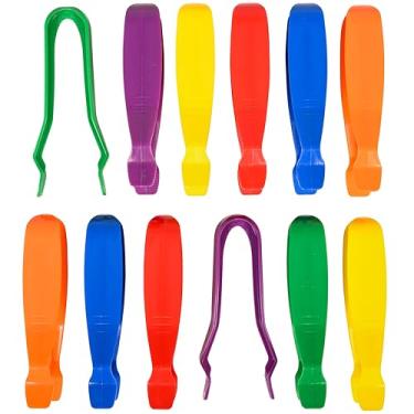 Imagem de edxeducation Jumbo Tweezers - Set of 12 - Ages 18m+ - 6 Colors - Plastic Tweezers for Kids - Toddler Tongs for Fine Motor Skills and Sensory Bins