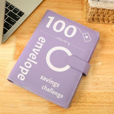 Imagem de Fichário YJ 100 Envelope Desafio Reutilizável Couro Livro de Encadernação com Envelopes de Dinheiro Adesivos Portátil Organizador de Dinheiro Desafios de Poupança Livro de Orçamento para Planejador de