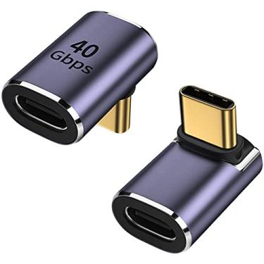 Imagem de AuviPal Adaptador USB C macho de ângulo reto de 90 graus para USB C fêmea, extensor de adaptador USB tipo C para cima e para baixo para Steam Deck, ROG Ally, Switch, notebook, PC, tablet, telefone e