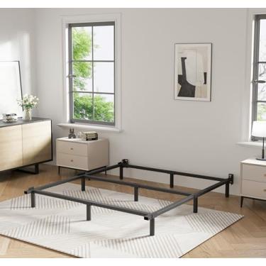Imagem de Bedsnus Moldura de cama de tamanho completo, estrutura de cama básica de metal de 22,6 cm, base de alto perfil para box de mola, suporte de 9 pernas, sem ruído, fácil montagem, preto