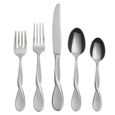 Imagem de Oneida Satin Aquarius Conjunto de talheres finos de 5 peças, serviço para aço inoxidável 1 18/10, prata