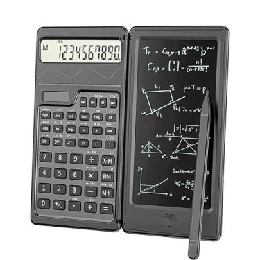 Imagem de Calculadora científica dobrável com display LCD de 10 dígitos, escrita à mão, suporte para caneta stylus, bloqueio de tecla de apagar, 2 em 1, alimentada a energia solar