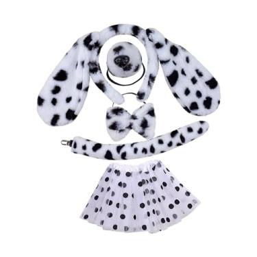 Imagem de rockible Conjunto de orelhas de cachorro e cauda longa, argola de cabelo de cachorro, grampo de cabelo de orelhas para desempenho, Orelha Preta com Saia