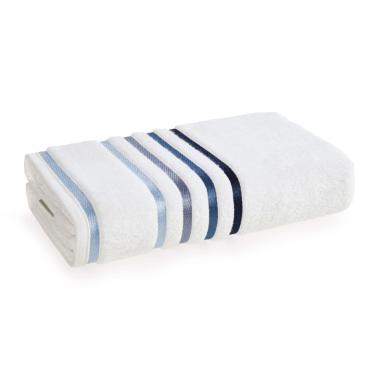 Imagem de Toalha Banhão Gigante Lumina Macia 150 x 86m Branca Listras Karsten