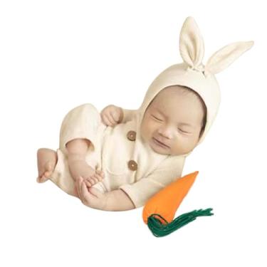 Imagem de CUTEBBPHOTO Macacões para fotografia de bebês recém-nascidos para meninos e meninas, macacão de crochê, roupa de malha, Coelhinho 8, 0-3 Meses