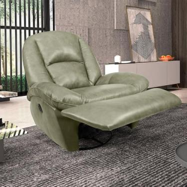 Imagem de Poltrona do Papai Sala de Cinema Carrie Reclinável Retrátil Manual Glider Giratória Couro Cinza Manchado G40 - Gran Belo