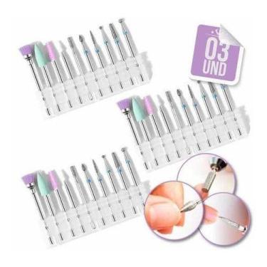 Imagem de 3 Kit 10 Brocas Diamantadas Profissionais Originais Unha Gel - Mr Vend
