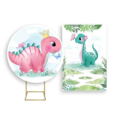 Imagem de Painel De Festa Redondo 1,50x1,50 + Painel Vertical 1,50x2,20 - Dinoss