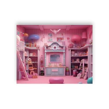 Imagem de Fundo Fotográfico 1,55 X 1,20 -  Quarto de Brinquedos de Princesa Rosa