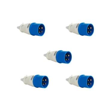 Imagem de Kit 5 plug industrial 3p+t 16a azul 9h 220/250v omg 4079 - 000021