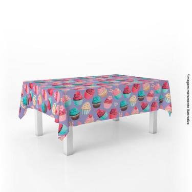 Imagem de Toalha de Mesa Retangular Cupcakes 220x150cm - PRESENTE-BRINDE, Lilás,
