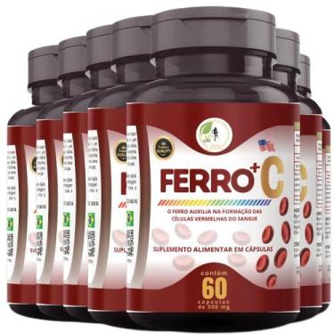 Imagem de KIT C/7 Ferro Vitamina C Quelado Premium 60 Cáps - Fits Life
