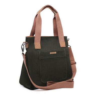 Imagem de Bolsa Feminina Transversal E De Mão Em Lona Verde Militar - Lootero