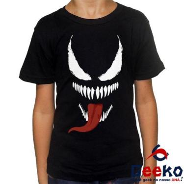 Imagem de Camiseta Infantil Venom 100% Algodão Geeko 03, Preto, 2