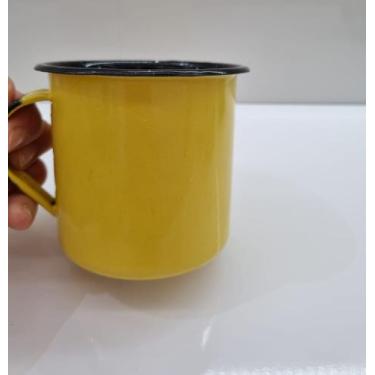 Imagem de 01 Caneca Esmaltada Ágata Original 350ml Cor Amarelo Postagem Rápida -