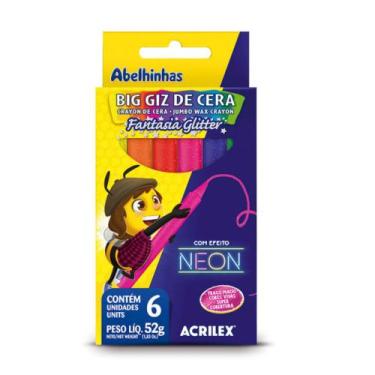 Imagem de Big Giz de Cera Glitter Acrilex 6 Cores 52g