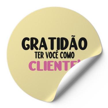 Imagem de 120 Etiquetas Adesivas Gratidão Ter Você Como Cliente Escrita Preto Ro