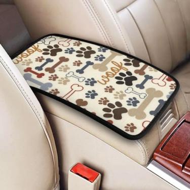 Imagem de OLIEYFU Capa para console central automotivo com estampa de pata de cachorro almofada universal de apoio de braço para carro impermeável para mulheres e homens, acessórios interiores automotivos para