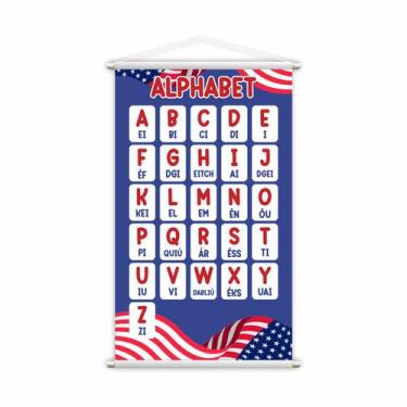 Imagem de Alfabeto em Inglês Banner Escolar Bandeira EUA Grande - PlimShop