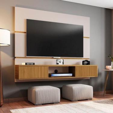 Imagem de Painel Âmbar para TV até 65 Polegadas Off White e Cinamomo 3D Ripado M