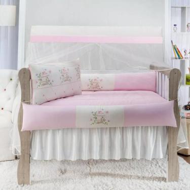 Imagem de Kit Berço Americano Menina E Menino Completo 9 Peças Jardim Rosa - Est