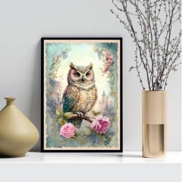 Imagem de Quadro Decorativo Coruja Vintage 45x34cm - Quadros On-line, Moldura pr