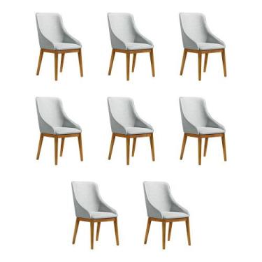 Imagem de Kit 8 Cadeiras de Jantar Luxo Estofada Elisa Anatômica Linho Cinza Bas
