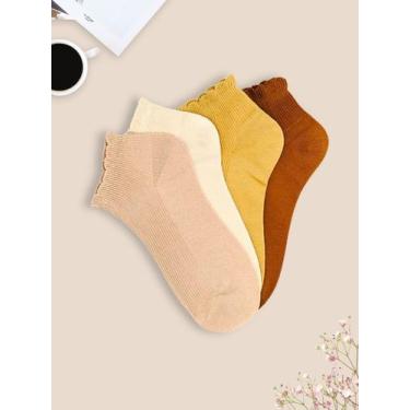 Imagem de Kit 6 Meias Monocromática Soquete Algodão Feminina - Luega Moda Intíma