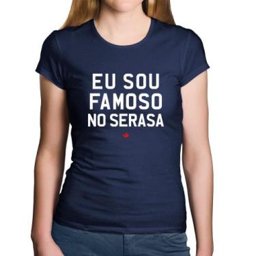 Imagem de Baby Look Algodão Eu sou famoso no Serasa - Foca na Moda, Marinho, P