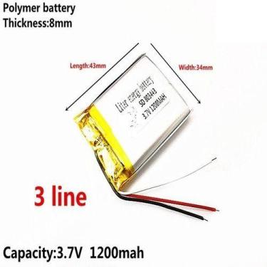 Imagem de 3.7v  Bateria  1200 Mah    8mm X 34mm X 43mm 803443 Ml - - KMIG