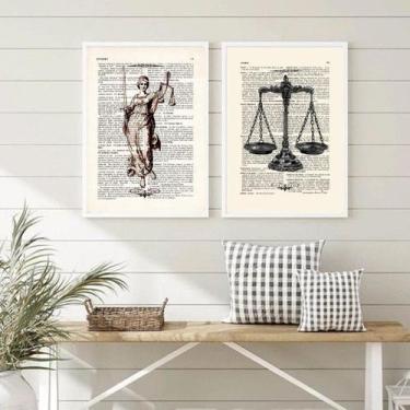 Imagem de Kit 2 Quadros Deusa Da Justiça E Balança 45x34cm - com vidro - Quadros