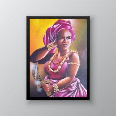 Imagem de Quadro Umbanda Orixá Obá 45x34cm - Quadros On-line, Madeira branca