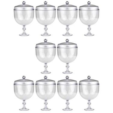 Imagem de Kit taça acrílica cristal transp c/ tampa c/ 10 - blue star