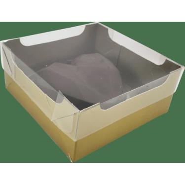 Imagem de Caixa p/ coracao lapidado chocolate 50g cor ouro c/ 10 un - Ideia Emba