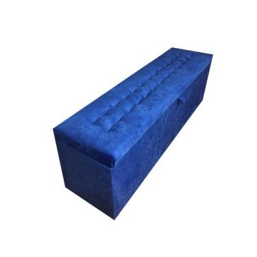 Imagem de Recamier puff baú beira de cama 1,38 100% mdf - azul royal - Negromont