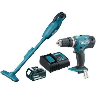 Imagem de Parafusadeira makita dhp453+aspirador de po c/bat 18v 3ah carregador