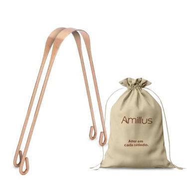 Imagem de Kit 2 Raspador de Língua Cobre Puro Higiene Limpeza Bucal com bag para